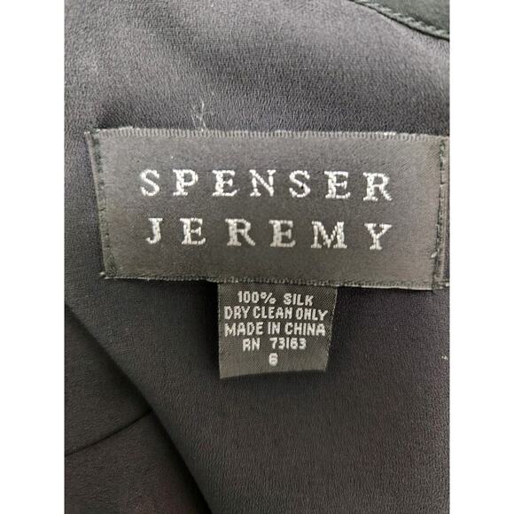 Spenser Jeremy Black Floral Flowy Chiffon Silk Dress Size 6 Tie Side - Picture 7 of 10